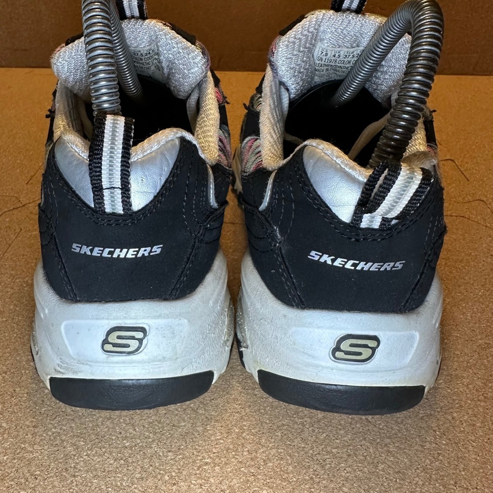 Skechers D'Lites Sneakers Womens 7.5 Black Multi Color Stripe Leather 11978 BKMT - Picture 4 of 11